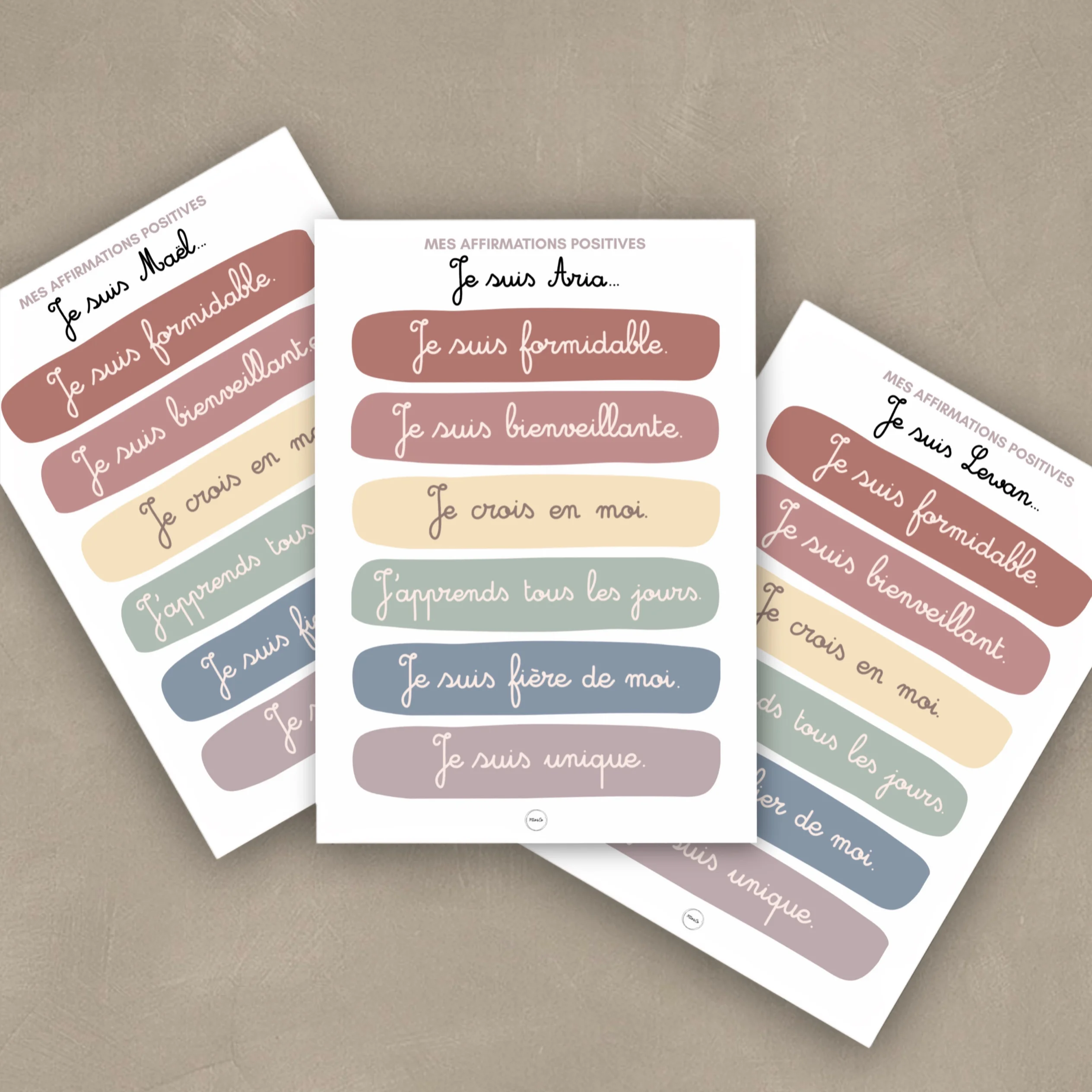 affiche affirmations positives pour enfants genrée au féminin, au masculin ou neutre